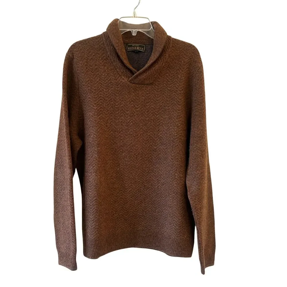 JoS. A. Bank Reserve Men’s Wool Blend Shawl Collar Sweater Brown Large